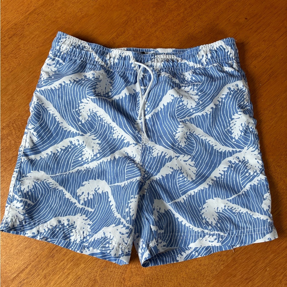 Janie & Jack Blue Wave Pattern Swim Shorts